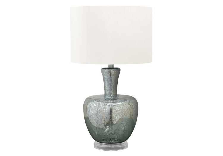 I 9898 - Luminaire, 26''H, Lampe De Table, Verre Argent, Abat-jour Ivoire / Crème, Contemporain, Moderne - Simple Boutique