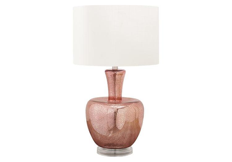 I 9899 - Luminaire, 26''H, Lampe De Table, Verre Rose Poussiéreux, Abat-jour Ivoire / Crème, Contemporain, Moderne - Simple Boutique