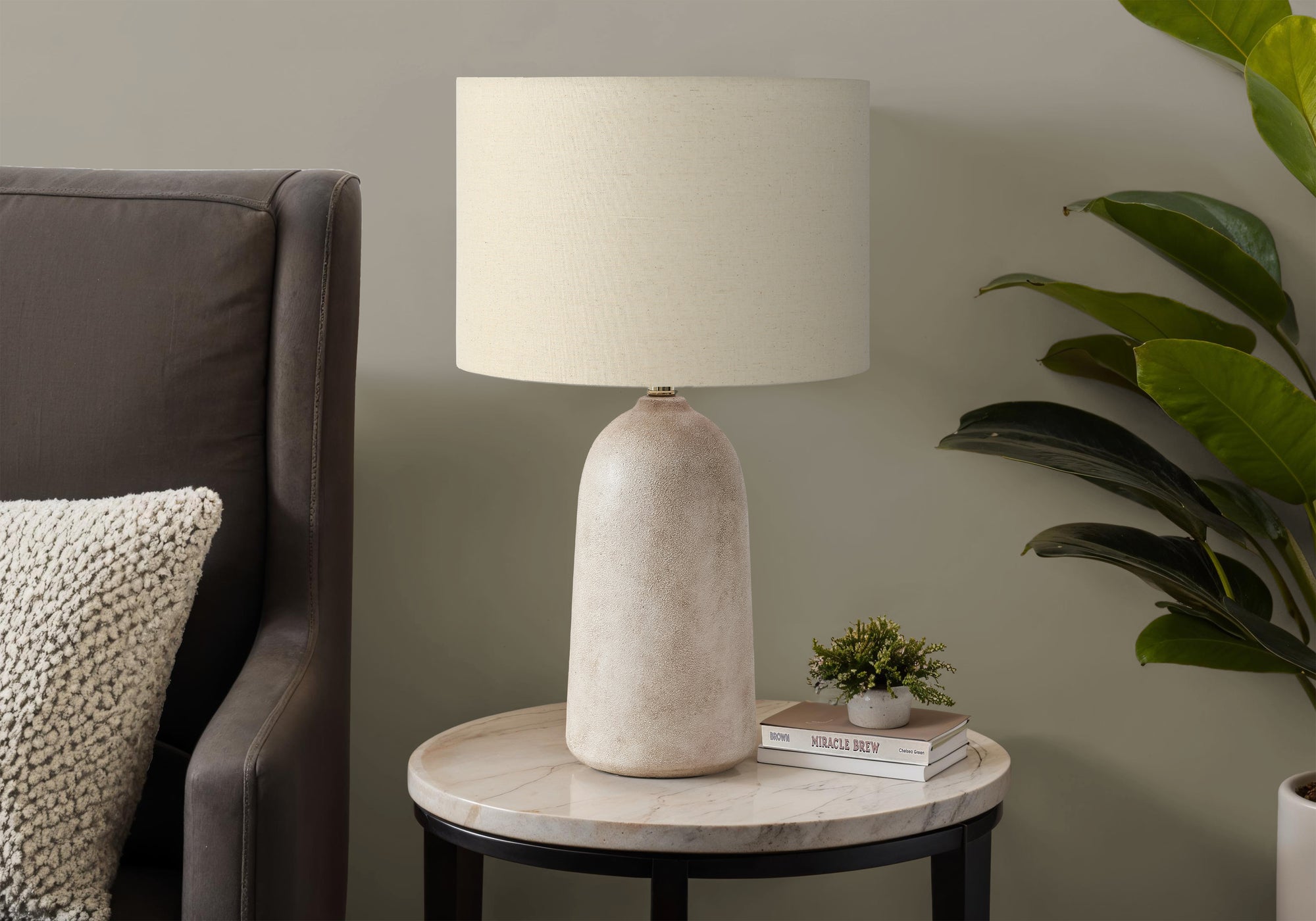 I 9905 - Luminaire, 27''H, Lampe De Table, Céramique Beige, Abat-jour Beige, Contemporain, Moderne - Simple Boutique