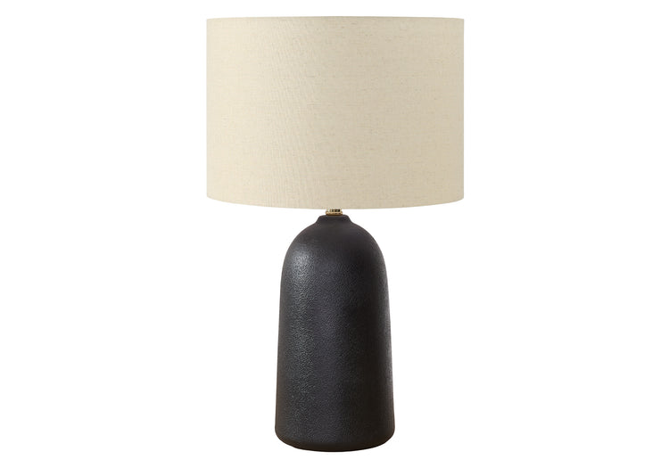 I 9906 - Luminaire, 27''H, Lampe De Table, Céramique Noire, Abat-jour Beige, Contemporain, Moderne - Simple Boutique