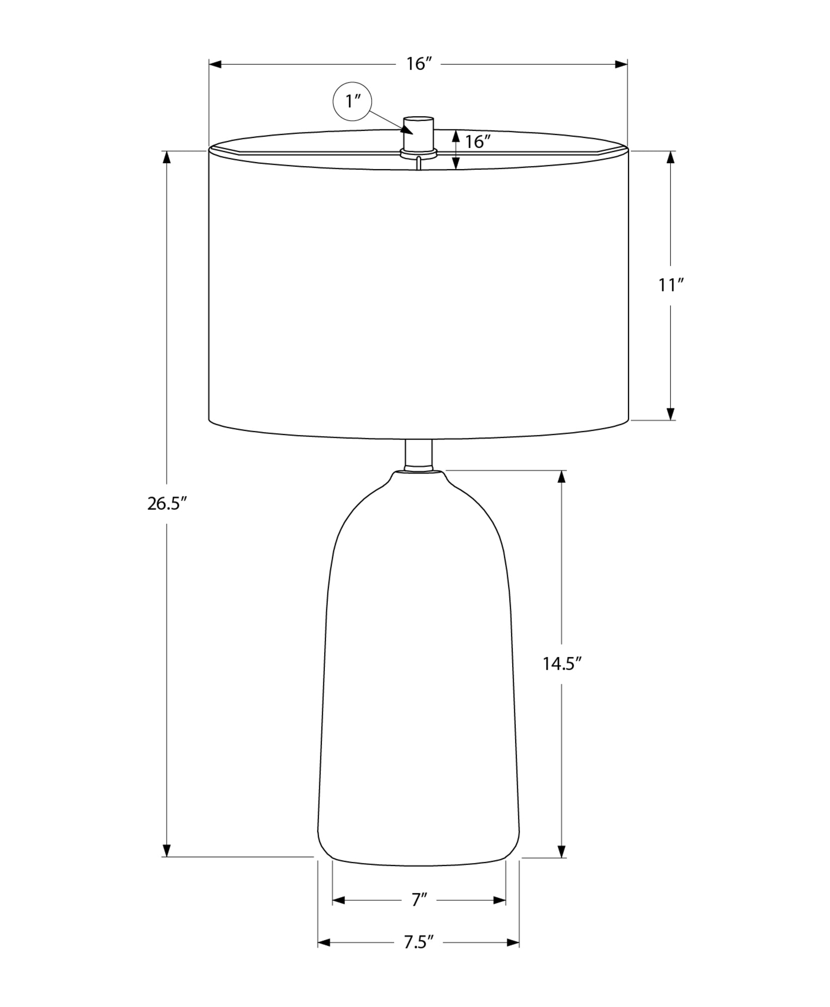 I 9906 - Luminaire, 27''H, Lampe De Table, Céramique Noire, Abat-jour Beige, Contemporain, Moderne - Simple Boutique