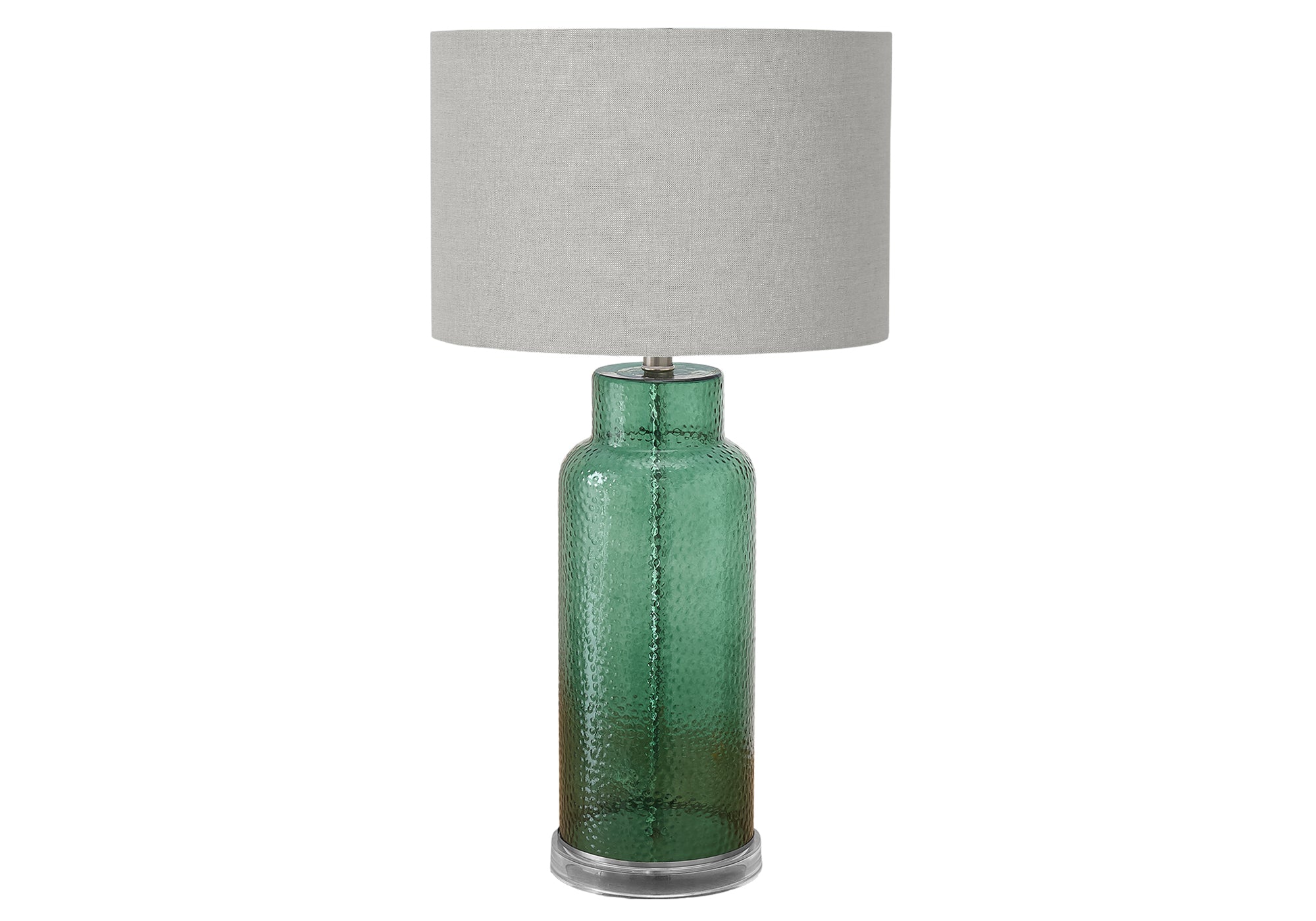 I 9908 - Luminaire, 28''H, Lampe De Table, Verre Vert, Abat-jour Gris, Contemporain, Moderne - Simple Boutique