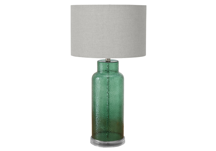 I 9908 - Luminaire, 28''H, Lampe De Table, Verre Vert, Abat-jour Gris, Contemporain, Moderne - Simple Boutique