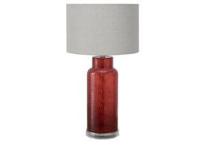 I 9909 - Luminaire, 28''H, Lampe De Table, Verre Rose Poussiéreux, Abat-jour Gris, Contemporain, Moderne - Simple Boutique
