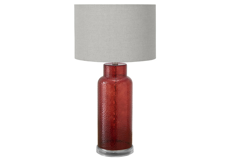 I 9909 - Luminaire, 28''H, Lampe De Table, Verre Rose Poussiéreux, Abat-jour Gris, Contemporain, Moderne - Simple Boutique