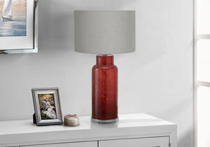 I 9909 - Luminaire, 28''H, Lampe De Table, Verre Rose Poussiéreux, Abat-jour Gris, Contemporain, Moderne - Simple Boutique