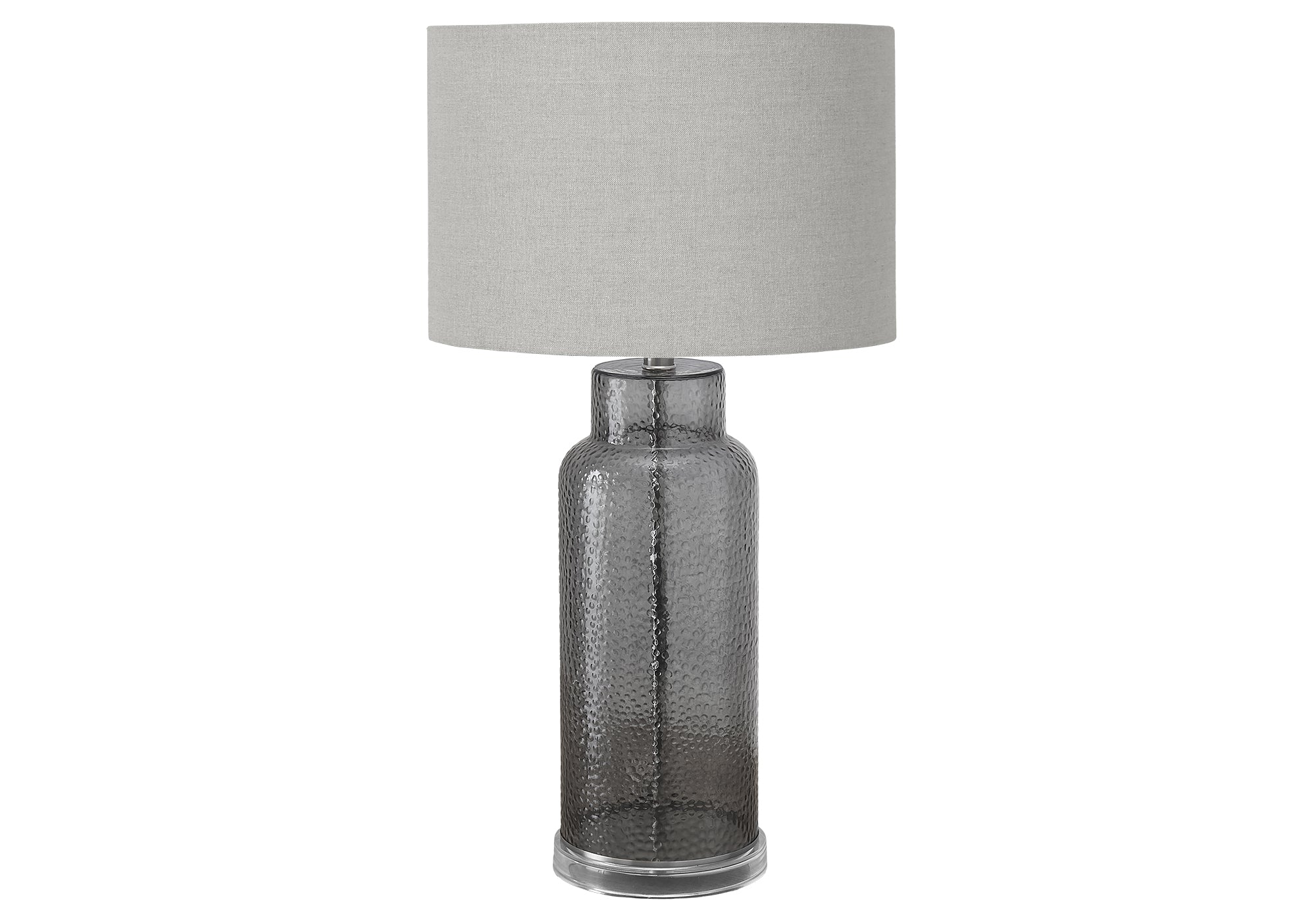 I 9910 - Luminaire, 28''H, Lampe De Table, Verre Gris, Abat-jour Gris, Contemporain, Moderne - Simple Boutique