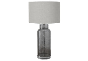 I 9910 - Luminaire, 28''H, Lampe De Table, Verre Gris, Abat-jour Gris, Contemporain, Moderne - Simple Boutique