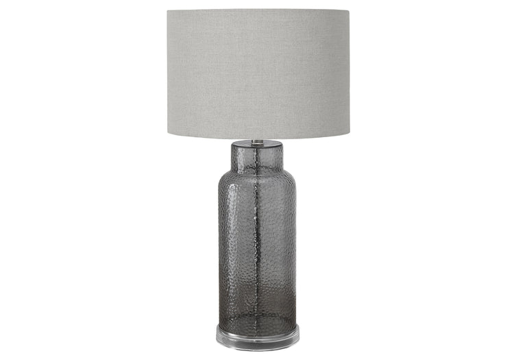 I 9910 - Luminaire, 28''H, Lampe De Table, Verre Gris, Abat-jour Gris, Contemporain, Moderne - Simple Boutique