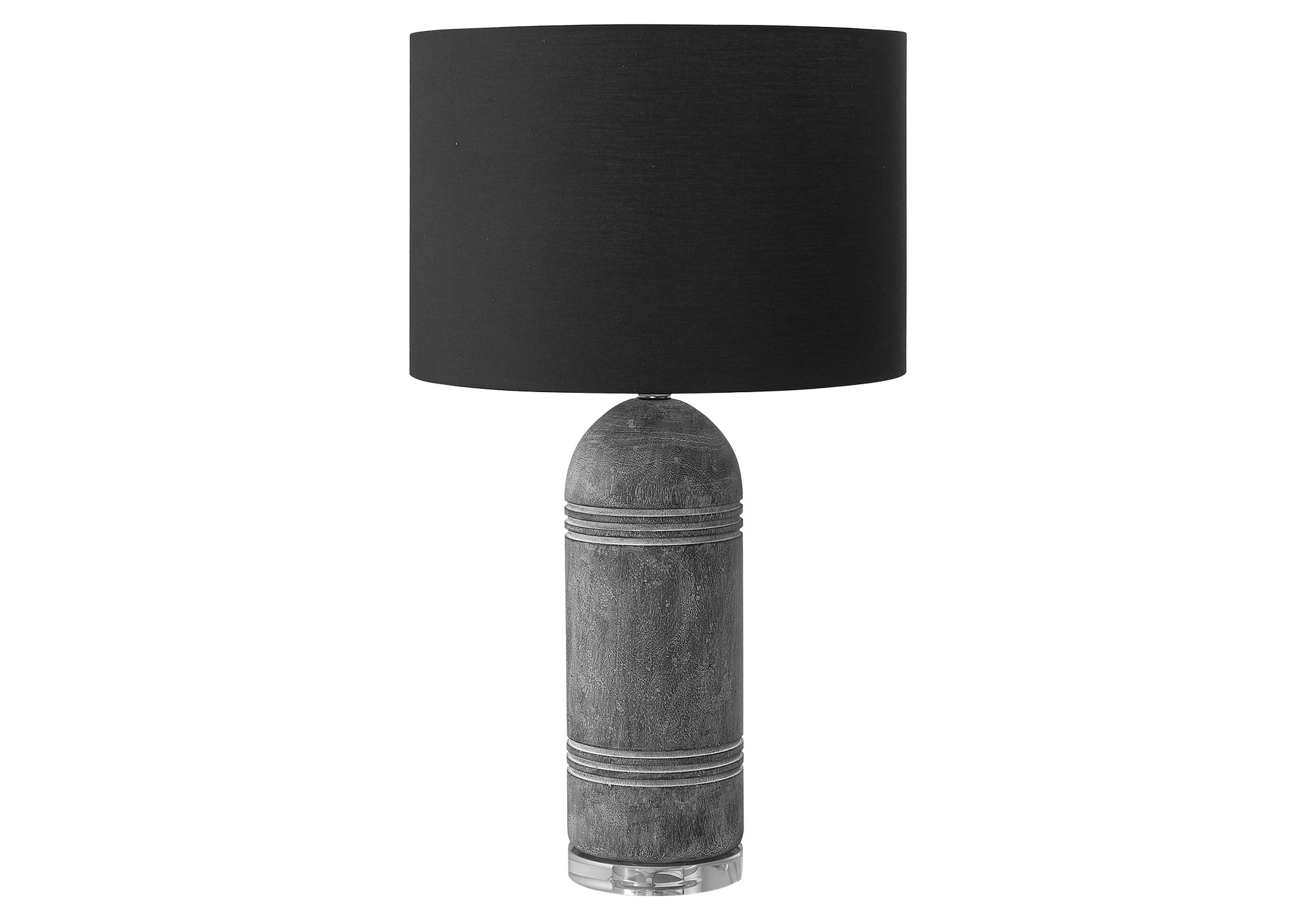 I 9914 - Luminaire, 28''H, Lampe De Table, Résine Grise, Abat-jour Noir, Contemporain, Moderne - Simple Boutique