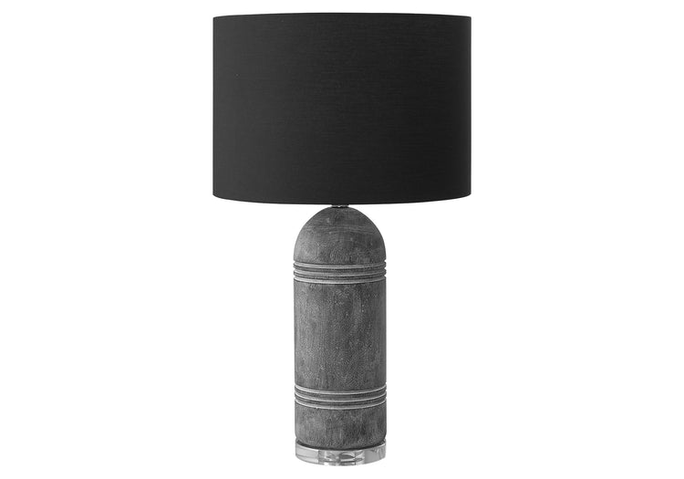I 9914 - Luminaire, 28''H, Lampe De Table, Résine Grise, Abat-jour Noir, Contemporain, Moderne - Simple Boutique