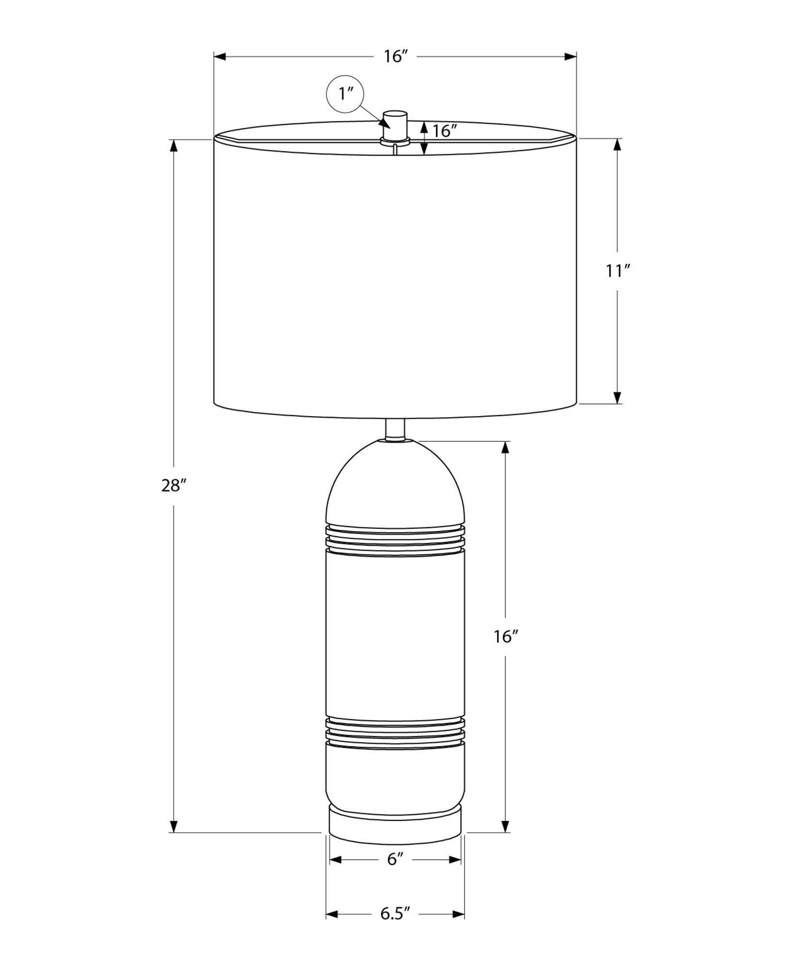 I 9914 - Luminaire, 28''H, Lampe De Table, Résine Grise, Abat-jour Noir, Contemporain, Moderne - Simple Boutique