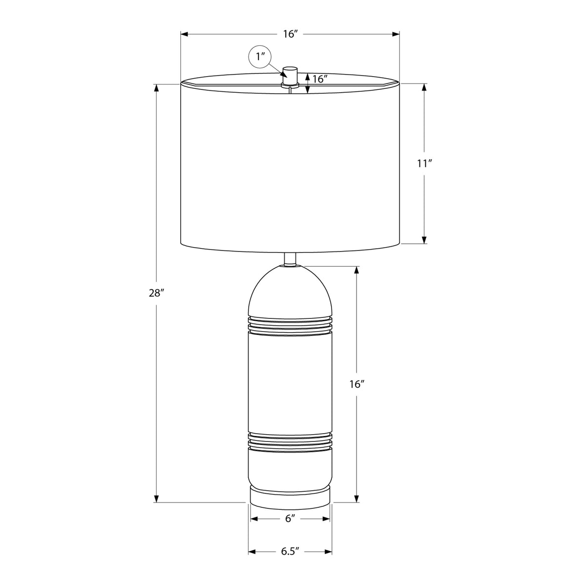 Monarch Specialties I 9914 - Luminaire, 28''H, Lampe De Table, Résine Grise, Abat-jour Noir, Contemporain, Moderne - Simple Boutique