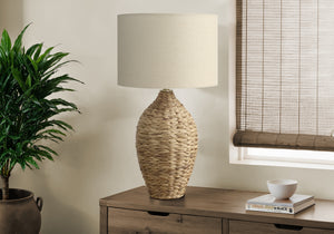 I 9917 - Luminaire, 30''H, Rotin Naturel, Abat-jour Beige, Transitionnel - Simple Boutique