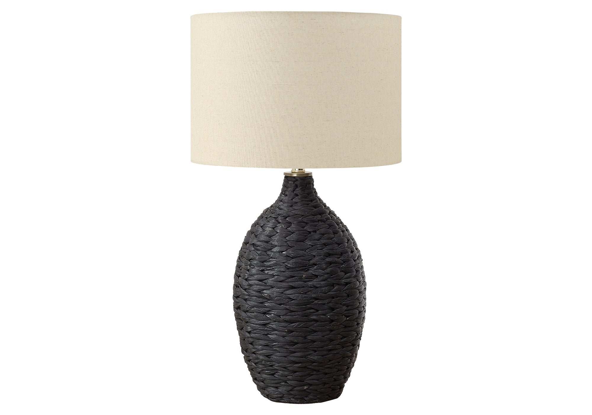 I 9918 - Luminaire, 30''H, Rotin Noir, Abat-jour Beige, Transitionnel - Simple Boutique