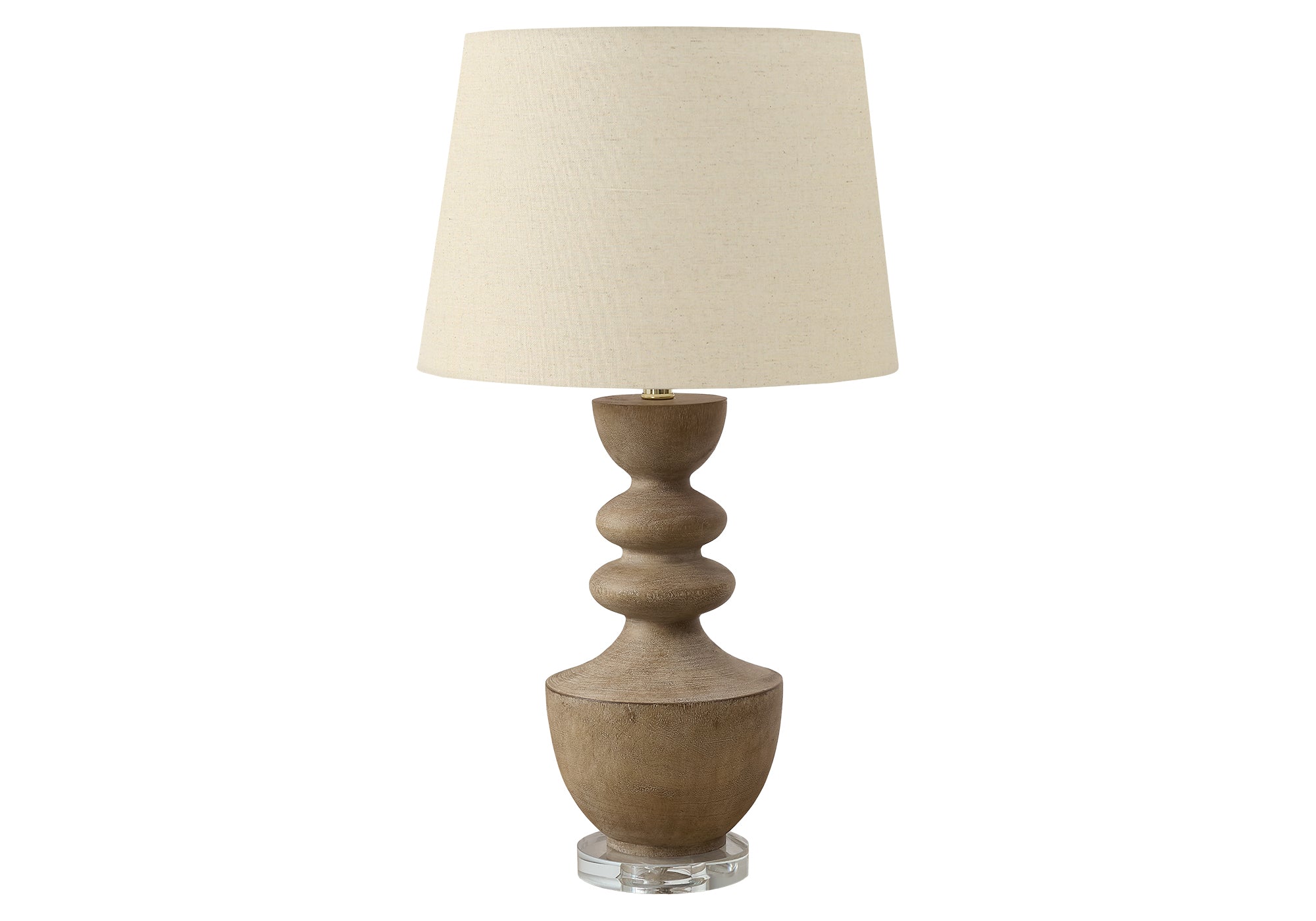 I 9920 - Luminaire, 28''H, Lampe De Table, Résine Brune, Abat-jour Beige, Transitionnel - Simple Boutique
