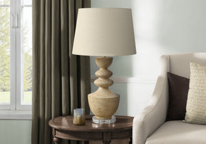 I 9921 - Luminaire, 28''H, Lampe De Table, Résine Beige, Abat-jour Beige, Transitionnel - Simple Boutique
