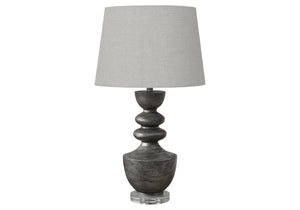 I 9922 - Luminaire, 28''H, Lampe De Table, Résine Grise, Abat-jour Gris, Transitionnel - Simple Boutique