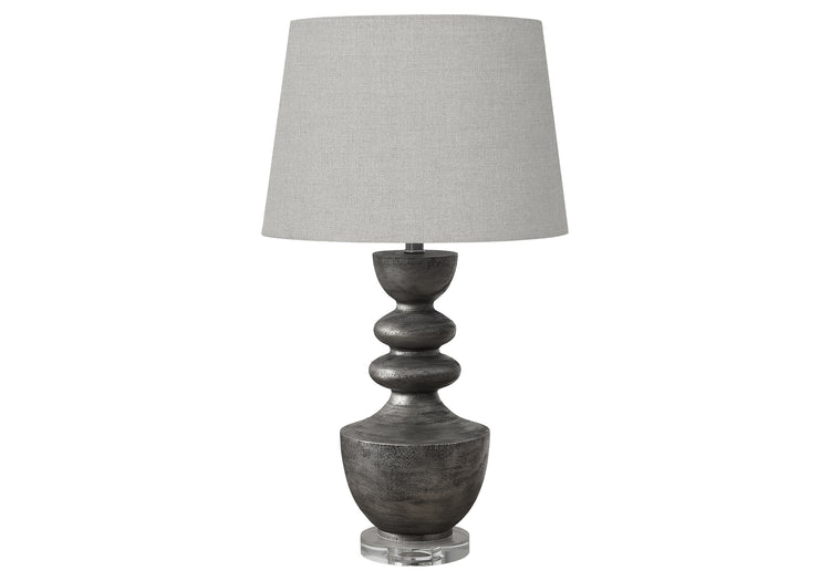 I 9922 - Luminaire, 28''H, Lampe De Table, Résine Grise, Abat-jour Gris, Transitionnel - Simple Boutique