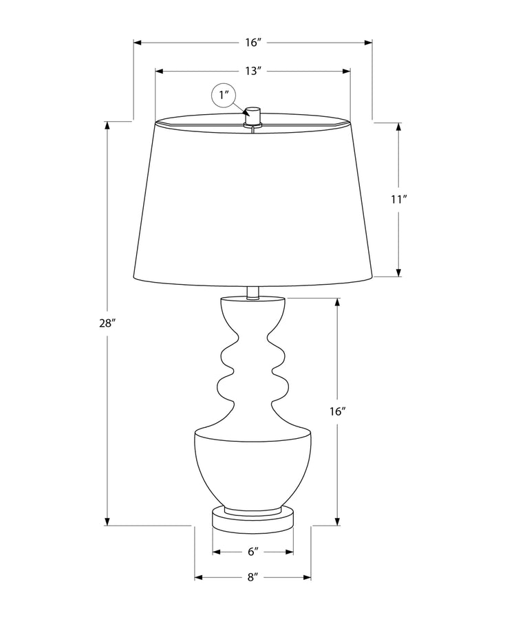 I 9922 - Luminaire, 28''H, Lampe De Table, Résine Grise, Abat-jour Gris, Transitionnel - Simple Boutique