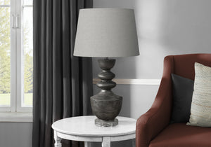 I 9922 - Luminaire, 28''H, Lampe De Table, Résine Grise, Abat-jour Gris, Transitionnel - Simple Boutique