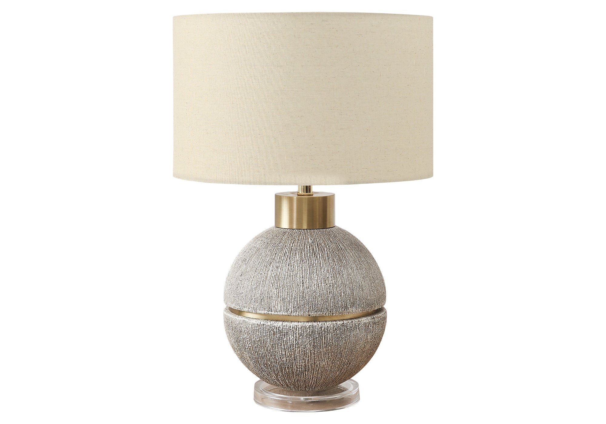 I 9925 - Luminaire, 26''H, Lampe De Table, Résine Brune / Dorée, Abat-jour Beige, Contemporain, Moderne - Simple Boutique