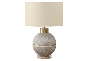 I 9925 - Luminaire, 26''H, Lampe De Table, Résine Brune / Dorée, Abat-jour Beige, Contemporain, Moderne - Simple Boutique