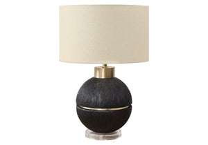 I 9926 - Luminaire, 26''H, Lampe De Table, Résine Brune / Dorée, Abat-jour Beige, Contemporain, Moderne - Simple Boutique