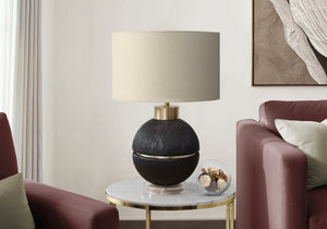 I 9926 - Luminaire, 26''H, Lampe De Table, Résine Brune / Dorée, Abat-jour Beige, Contemporain, Moderne - Simple Boutique