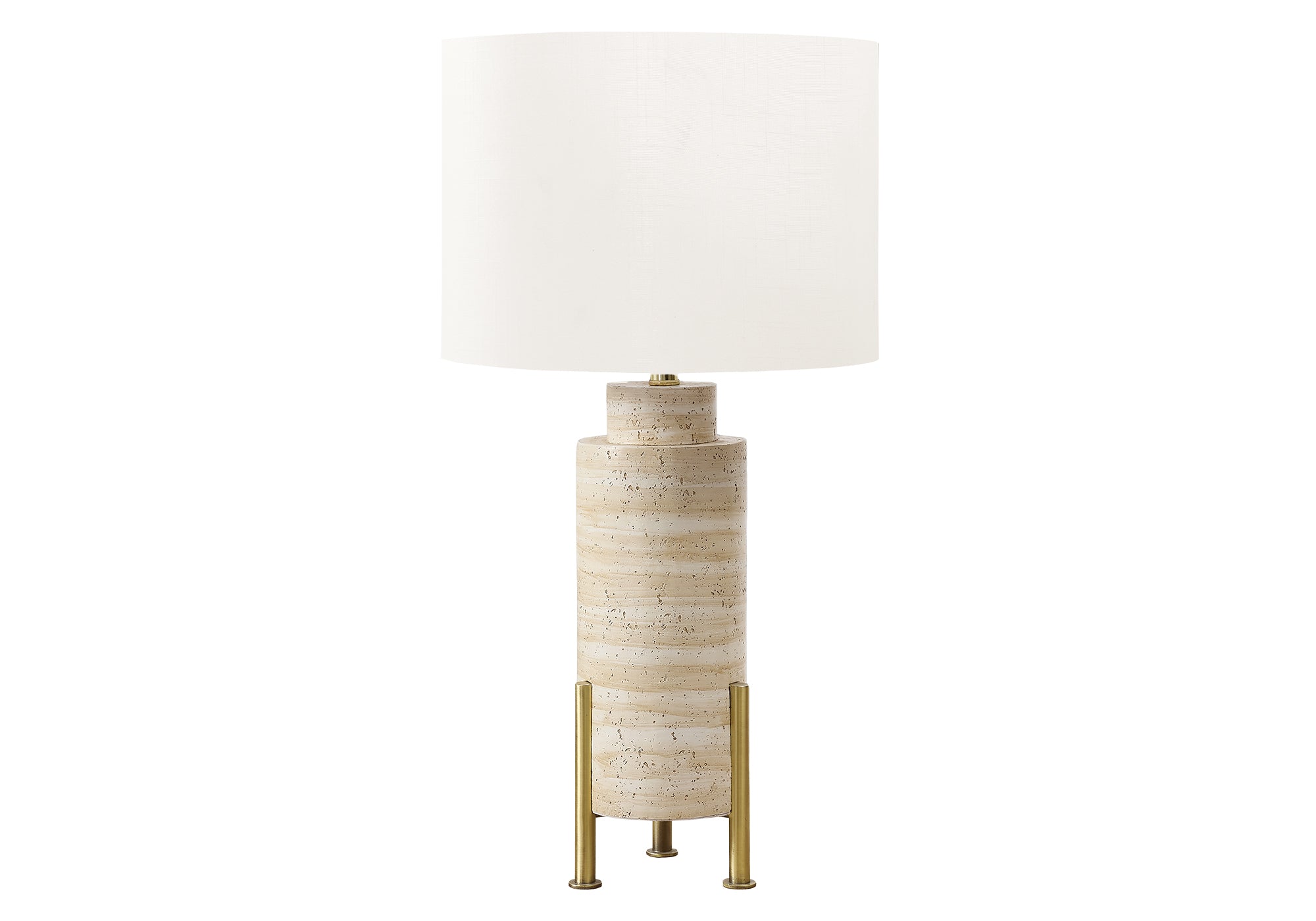 I 9928 - Luminaire, 30''H, Lampe De Table, Résine Beige, Abat-jour Ivoire / Crème, Transitionnel - Simple Boutique