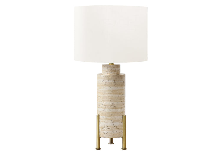 I 9928 - Luminaire, 30''H, Lampe De Table, Résine Beige, Abat-jour Ivoire / Crème, Transitionnel - Simple Boutique