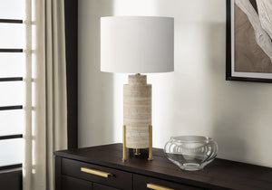 I 9928 - Luminaire, 30''H, Lampe De Table, Résine Beige, Abat-jour Ivoire / Crème, Transitionnel - Simple Boutique