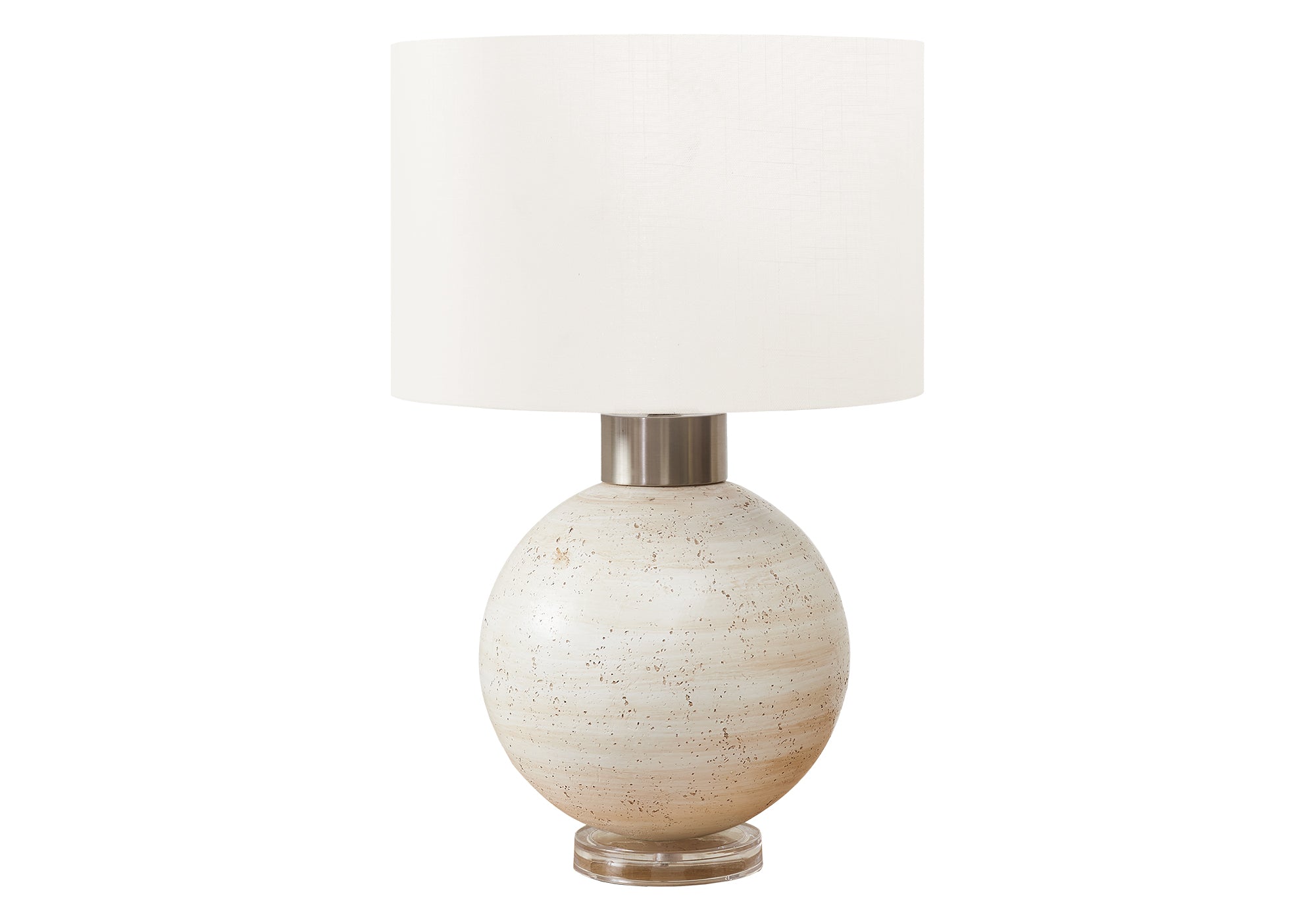 I 9929 - Luminaire, Lampe De Table, 27''H, Résine Beige, Abat-jour Ivoire / Crème, Contemporain - Simple Boutique