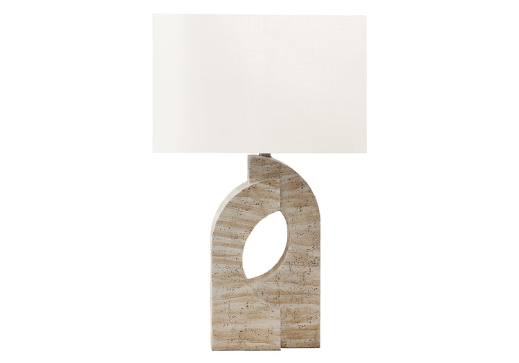 I 9930 - Luminaire, 28''H, Lampe De Table, Résine Beige, Abat-jour Ivoire / Crème, Contemporain - Simple Boutique