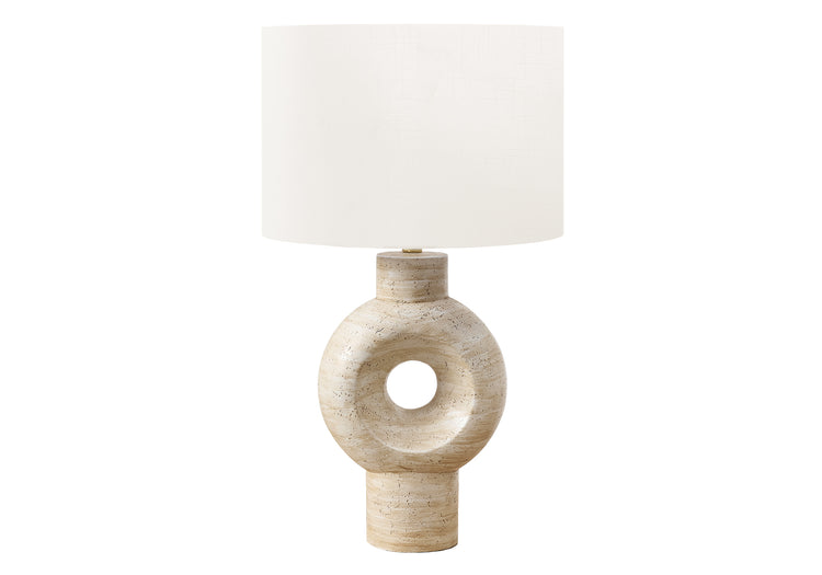 I 9932 - Luminaire, 28''H, Lampe De Table, Résine Beige, Abat-jour Ivoire / Crème, Contemporain - Simple Boutique
