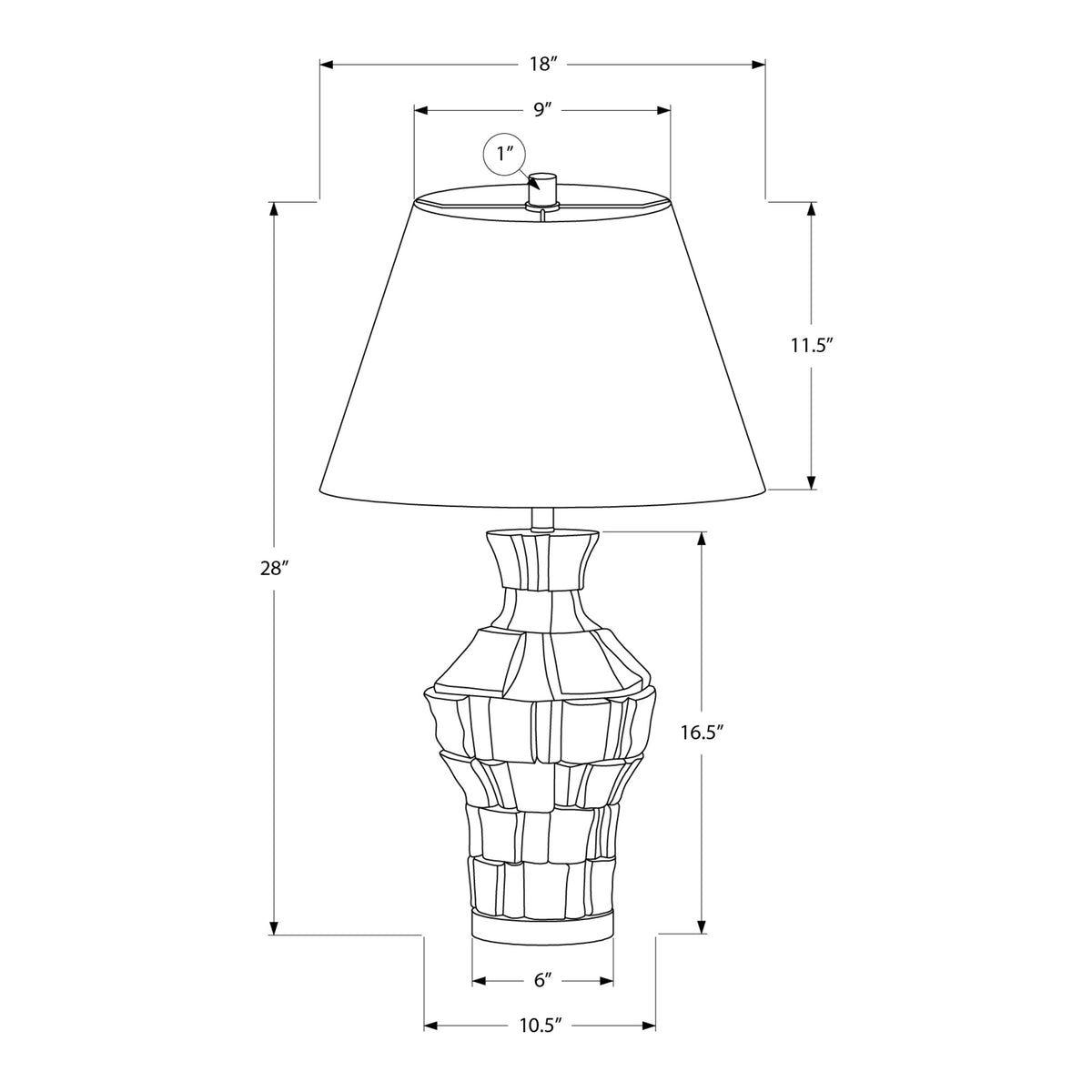 Monarch Specialties I 9934 - Luminaire, 28''H, Lampe De Table, Résine Beige, Abat-jour Ivoire / Crème, Contemporain, Moderne - Simple Boutique