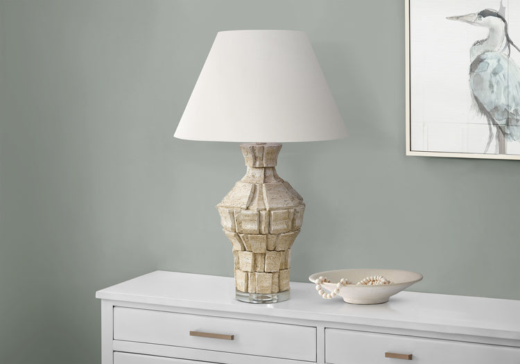 I 9934 - Luminaire, 28''H, Lampe De Table, Résine Beige, Abat-jour Ivoire / Crème, Contemporain, Moderne - Simple Boutique
