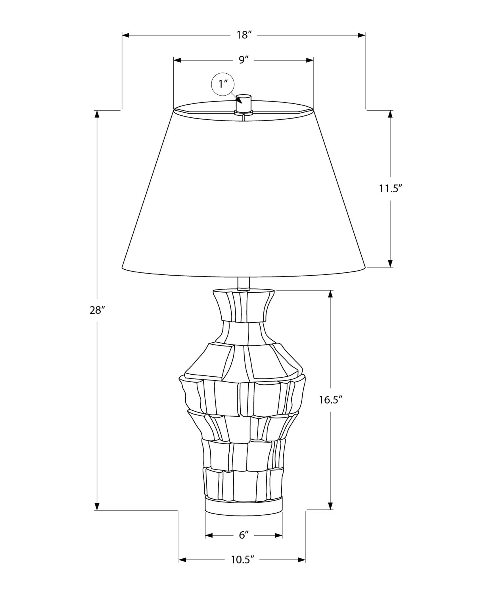 I 9935 - Luminaire, 28''H, Lampe De Table, Résine Noire, Abat-jour Ivoire / Crème, Contemporain, Moderne - Simple Boutique