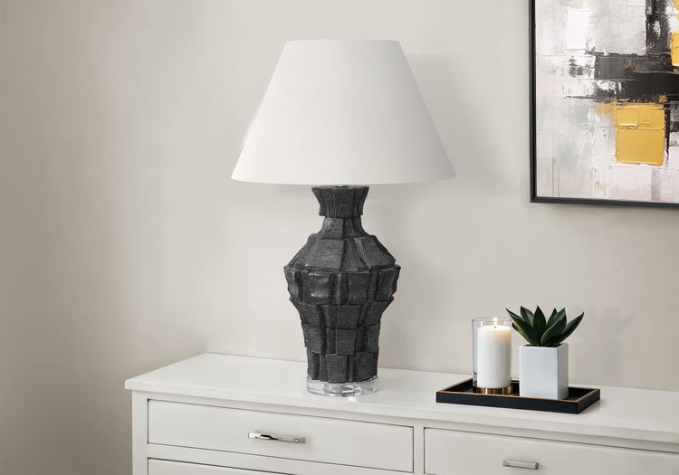 I 9935 - Luminaire, 28''H, Lampe De Table, Résine Noire, Abat-jour Ivoire / Crème, Contemporain, Moderne - Simple Boutique