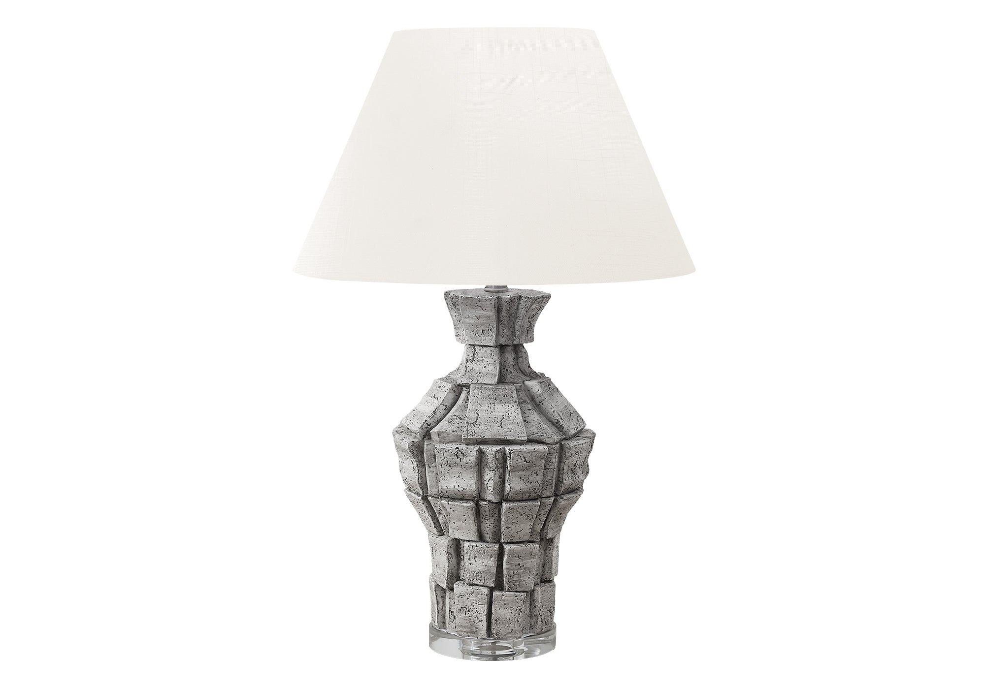 I 9936 - Luminaire, 28''H, Lampe De Table, Résine Grise, Abat-jour Ivoire / Crème, Contemporain, Moderne - Simple Boutique