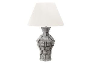 I 9936 - Luminaire, 28''H, Lampe De Table, Résine Grise, Abat-jour Ivoire / Crème, Contemporain, Moderne - Simple Boutique