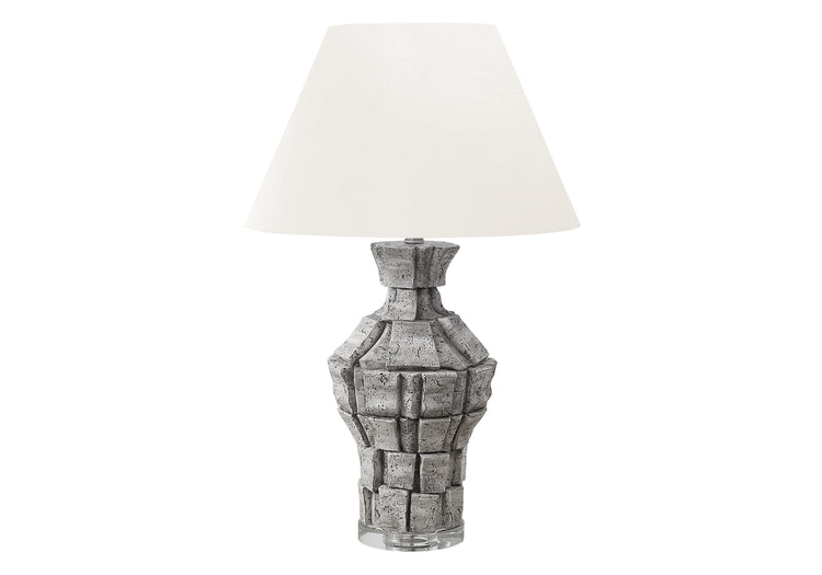 I 9936 - Luminaire, 28''H, Lampe De Table, Résine Grise, Abat-jour Ivoire / Crème, Contemporain, Moderne - Simple Boutique