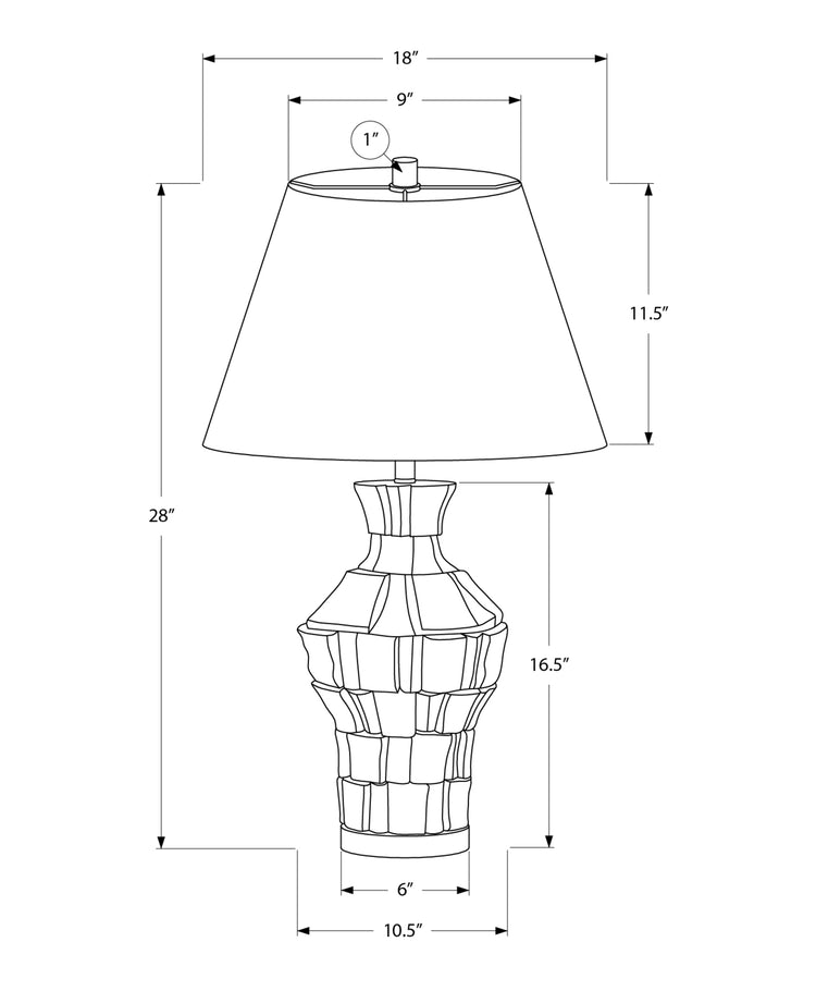 I 9936 - Luminaire, 28''H, Lampe De Table, Résine Grise, Abat-jour Ivoire / Crème, Contemporain, Moderne - Simple Boutique