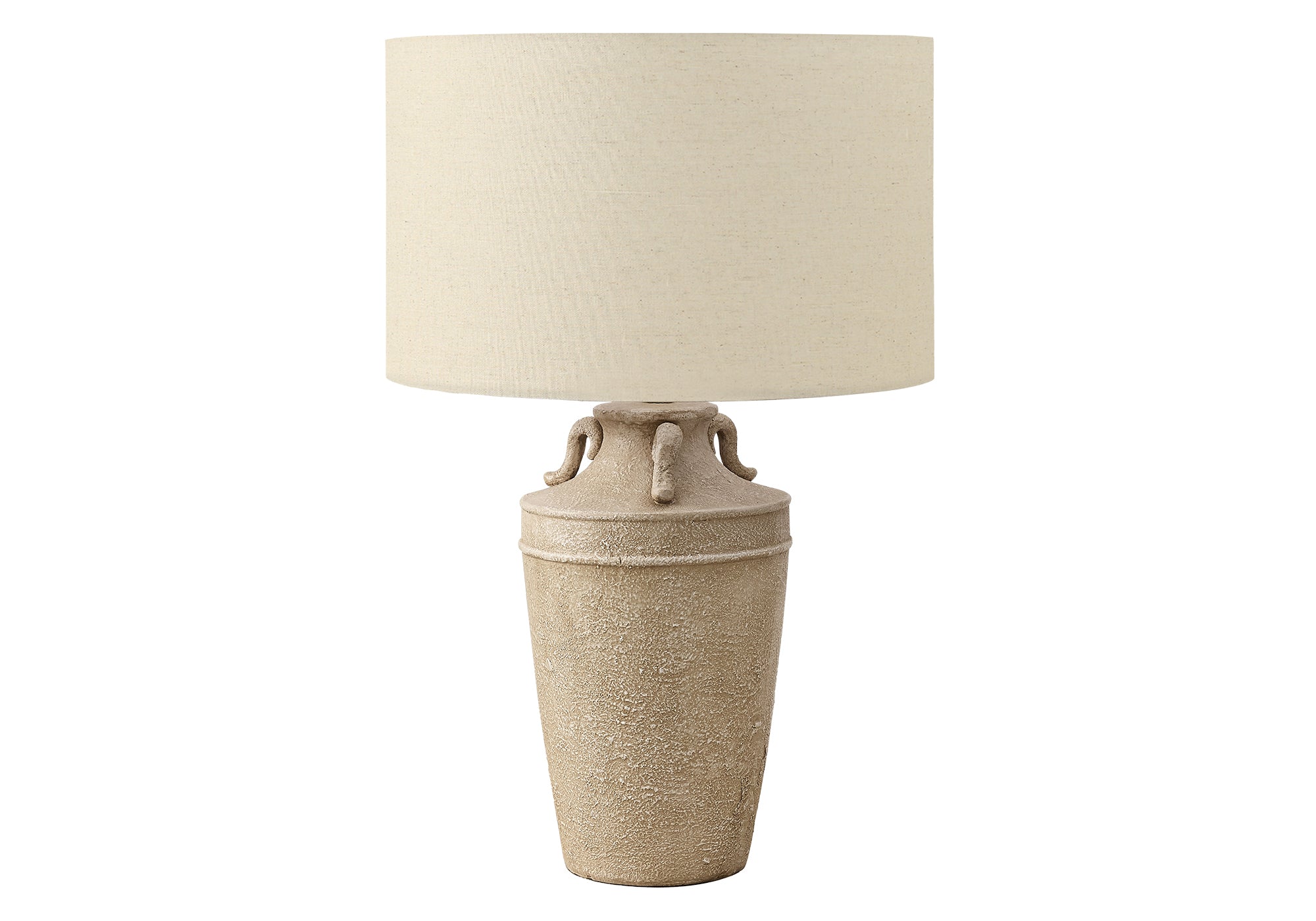 I 9938 - Luminaire, 28''H, Lampe De Table, Céramique Beige, Abat-jour Beige, Transitionnel - Simple Boutique