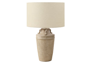 I 9938 - Luminaire, 28''H, Lampe De Table, Céramique Beige, Abat-jour Beige, Transitionnel - Simple Boutique