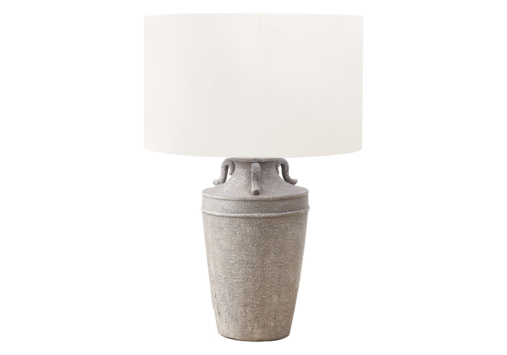 I 9939 - Luminaire, 28''H, Lampe De Table, Céramique Gris, Abat-jour Ivoire / Crème, Transitionnel - Simple Boutique