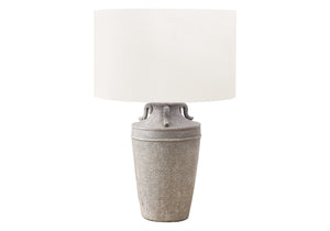 I 9939 - Luminaire, 28''H, Lampe De Table, Céramique Gris, Abat-jour Ivoire / Crème, Transitionnel - Simple Boutique