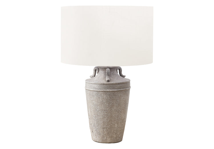 I 9939 - Luminaire, 28''H, Lampe De Table, Céramique Gris, Abat-jour Ivoire / Crème, Transitionnel - Simple Boutique