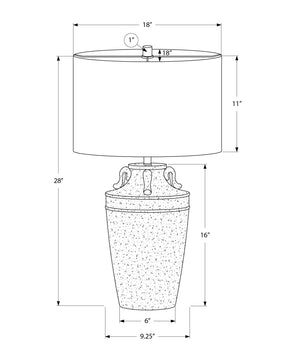 I 9939 - Luminaire, 28''H, Lampe De Table, Céramique Gris, Abat-jour Ivoire / Crème, Transitionnel - Simple Boutique