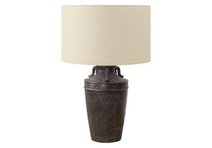 I 9940 - Luminaire, 28''H, Lampe De Table, Céramique Noire, Abat-jour Beige, Transitionnel - Simple Boutique